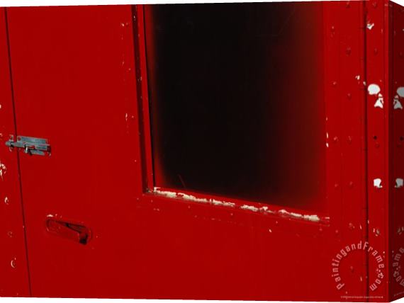 Raymond Gehman Close View of a Bright Red Door Stretched Canvas Print / Canvas Art