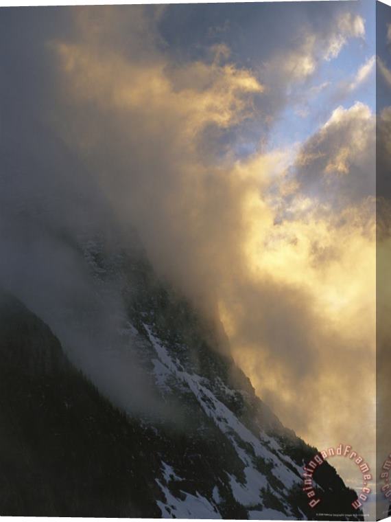 Raymond Gehman Clouds Obscure Mount Oberlin Along The Logan Pass Stretched Canvas Painting / Canvas Art