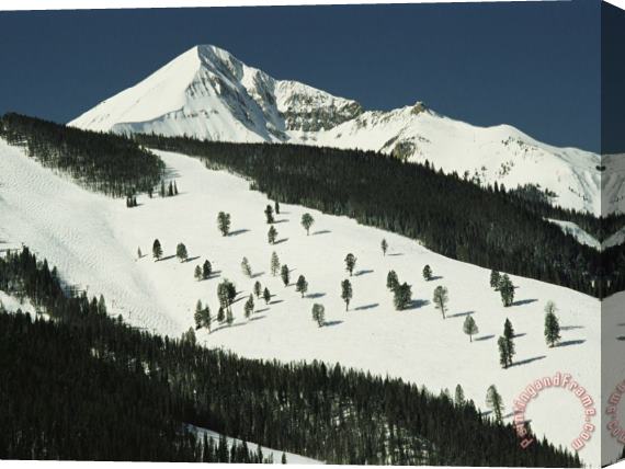 Raymond Gehman Elevated View of Slope at Big Sky Ski Resort Stretched Canvas Painting / Canvas Art