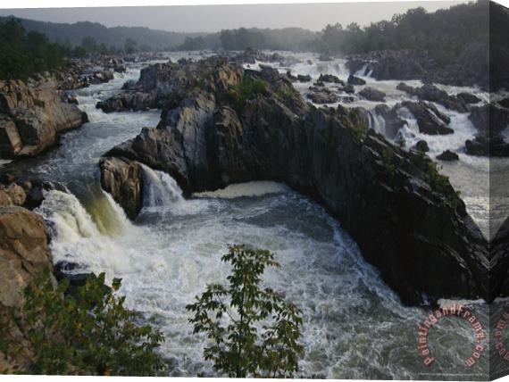 Raymond Gehman Elevated View of Waterfalls at Great Falls State Park Stretched Canvas Painting / Canvas Art