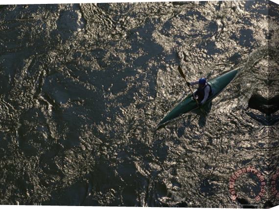Raymond Gehman Kayaker in Mather Gorge on The Potomac River at Great Falls Stretched Canvas Print / Canvas Art