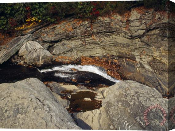 Raymond Gehman Linville Falls Wending It S Way Through a Rocky Course Stretched Canvas Print / Canvas Art