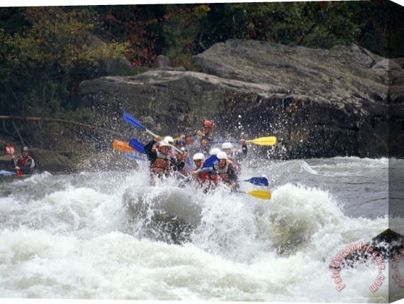 Raymond Gehman Rafters Riding The Rock Strewn Gauley River Through a Mountain Gorge Stretched Canvas Print / Canvas Art