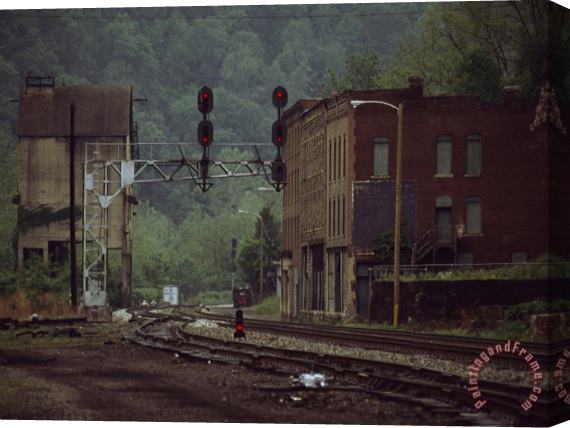 Raymond Gehman Railroad Junction Through The Old Town of Thurmond West Virginia Stretched Canvas Print / Canvas Art
