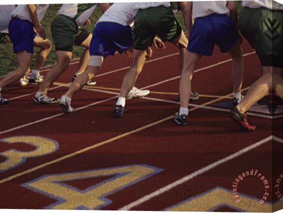 Raymond Gehman Runners Lined Up on a Track Ready for The Starting Gun Stretched Canvas Print / Canvas Art