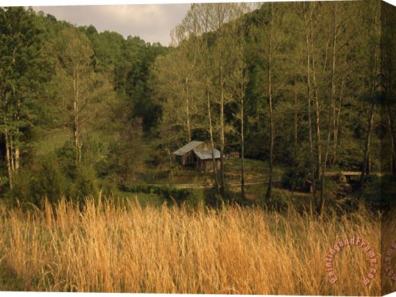 Raymond Gehman Small Farm Homestead Nestled Between Forested Mountains Stretched Canvas Print / Canvas Art