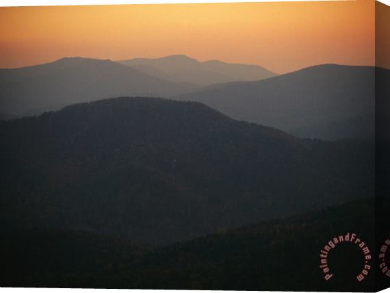 Raymond Gehman Twilight Over The Blue Ridge Mountains View From Skyline Drive Tanners Ridge Stretched Canvas Print / Canvas Art