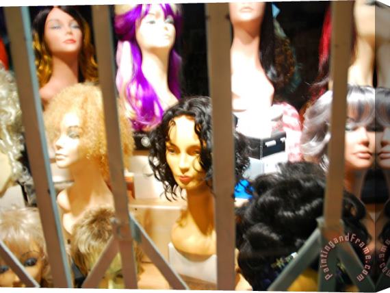 Raymond Gehman Wigs in Store Front Window in San Francisco Stretched Canvas Print / Canvas Art