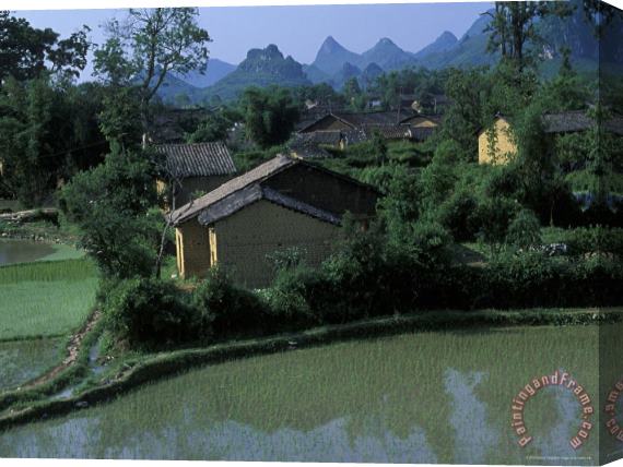 Raymond Gehman Yangdi Valley Farm Fields Guilin Guangxi China Stretched Canvas Painting / Canvas Art