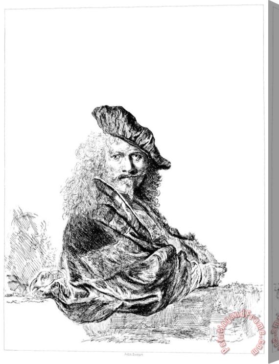 Rembrandt Rembrandt Self Portrait Etching Stretched Canvas Painting / Canvas Art