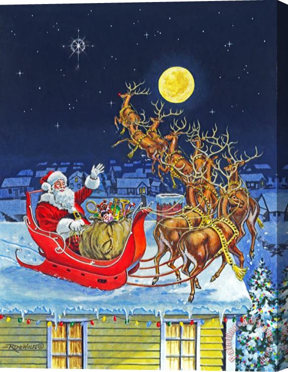 Richard De Wolfe Merry Christmas To All Stretched Canvas Painting / Canvas Art