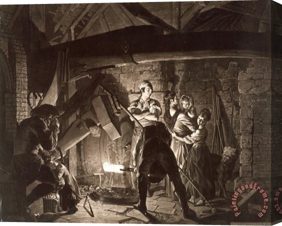 Richard Earlom An Iron Forge, After Joseph Wright of Derby Stretched Canvas Print / Canvas Art