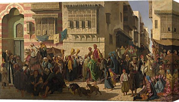 Robert Dowling A Sheikh And His Son Entering Cairo on Their Return From a Pilgrimage to Mecca Stretched Canvas Print / Canvas Art