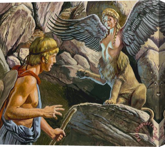 Roger Payne Oedipus encountering the Sphinx Stretched Canvas Painting / Canvas Art