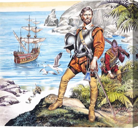 Ron Embleton Francis Drake and the Golden Hind Stretched Canvas Painting / Canvas Art