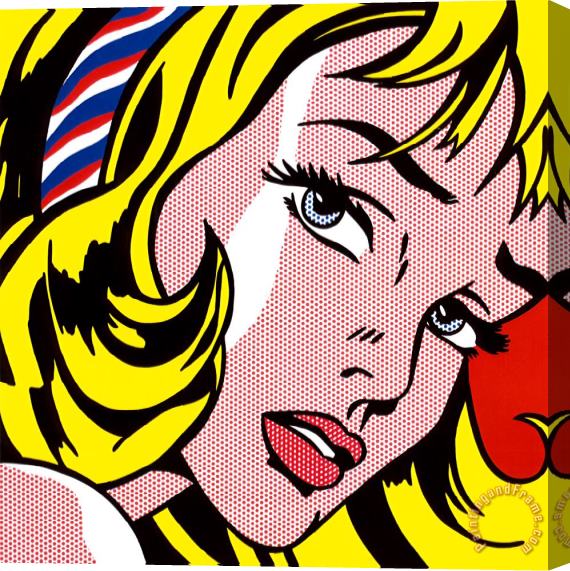 Roy Lichtenstein Girl with Hair Ribbon C 1965 Stretched Canvas Painting / Canvas Art