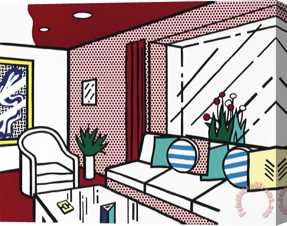 Roy Lichtenstein Living Room, From Interior Series, 1990 Stretched Canvas Painting / Canvas Art