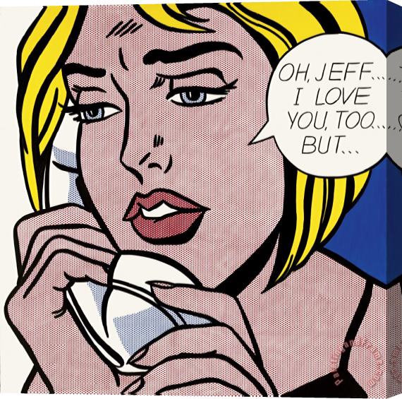 Roy Lichtenstein Oh Jeff I Love You Too But 1964 Stretched Canvas Print / Canvas Art