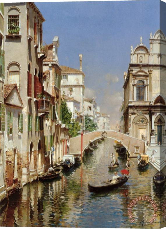 Rubens Santoro A Venetian Canal with The Scuola Grande Di San Marco And Campo San Giovanni E Paolo, Venice Stretched Canvas Print / Canvas Art