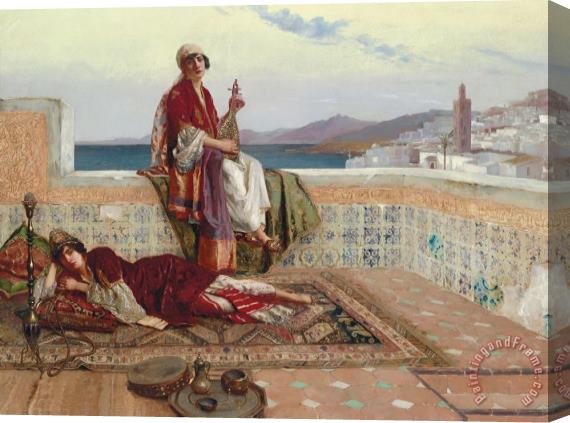Rudolphe Ernst On The Terrace Tangiers Stretched Canvas Painting / Canvas Art