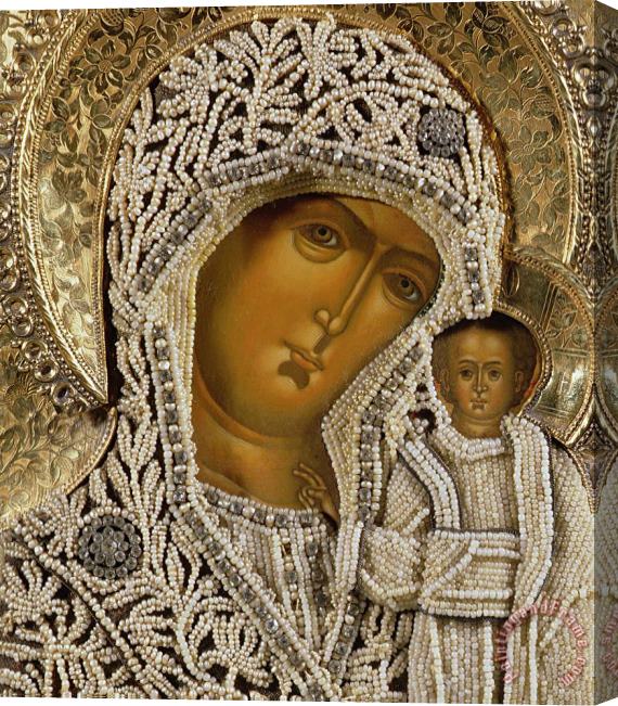 Russian School Detail Of An Icon Showing The Virgin Of Kazan By Yegor Petrov Stretched Canvas Print / Canvas Art