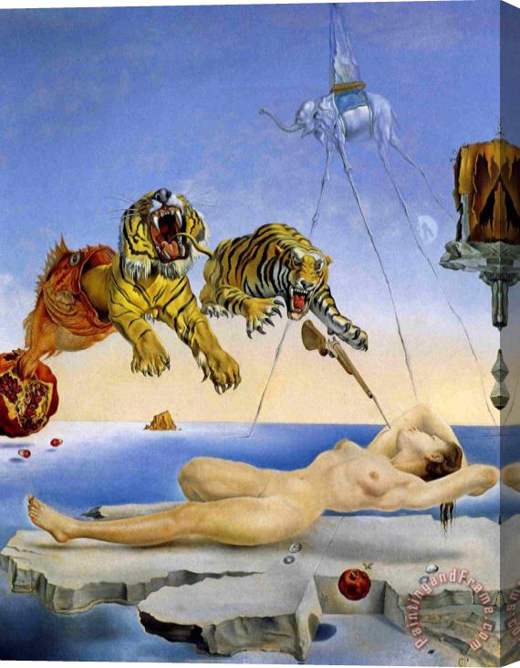 Salvador Dali Dream Caused by The Flight of a Bee Around a Pomegranate One Second Before Awakening Stretched Canvas Painting / Canvas Art