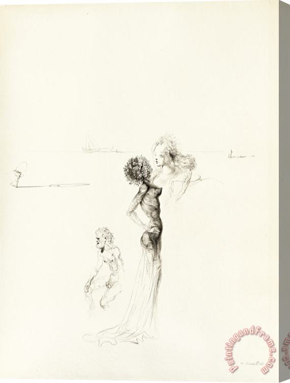 Salvador Dali Femme a La Tete De Rose, Buste De Femme Et Vieillard Nu, 1937 Stretched Canvas Print / Canvas Art