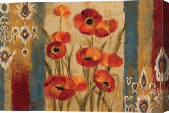 Silvia Vassileva Ikat Floral Tapestry Stretched Canvas Print / Canvas Art