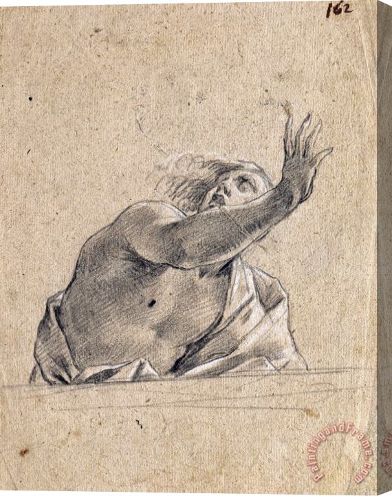 Simon Vouet Man with Raised Arm Behind a Parapet Stretched Canvas Print / Canvas Art