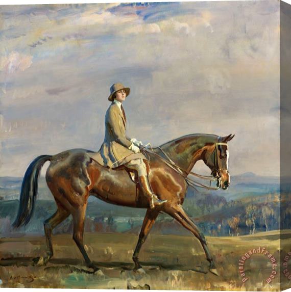 Sir Alfred James Munnings Portrait of Mrs Margaretta Park Frew Riding Stretched Canvas Painting / Canvas Art