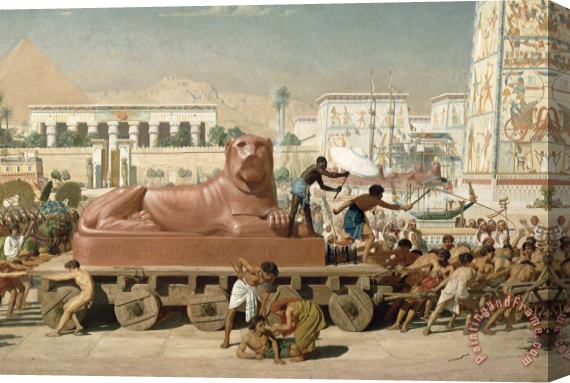Sir Edward John Poynter Statue of Sekhmet being transported  detail of Israel in Egypt Stretched Canvas Print / Canvas Art