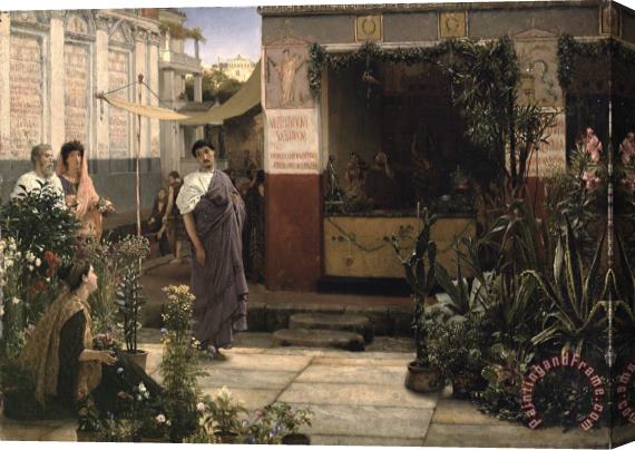 Sir Lawrence Alma-Tadema A Roman Flower Market Stretched Canvas Print / Canvas Art