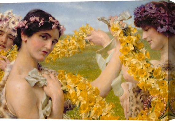 Sir Lawrence Alma-Tadema When Flowers Return Stretched Canvas Painting / Canvas Art