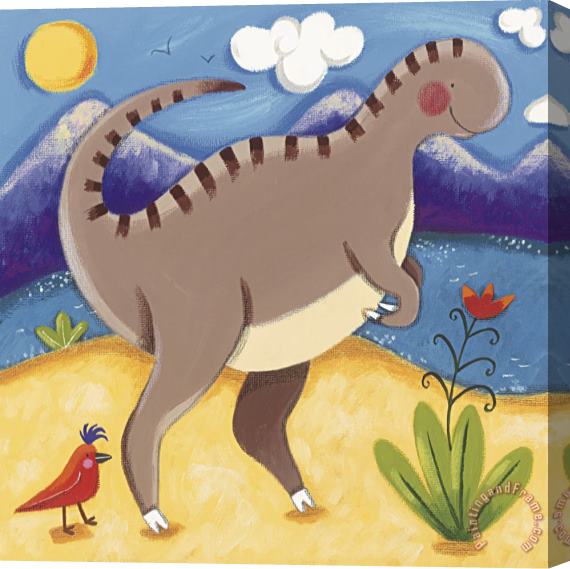 Sophie Harding Baby Izzy The Iguanodon Stretched Canvas Print / Canvas Art