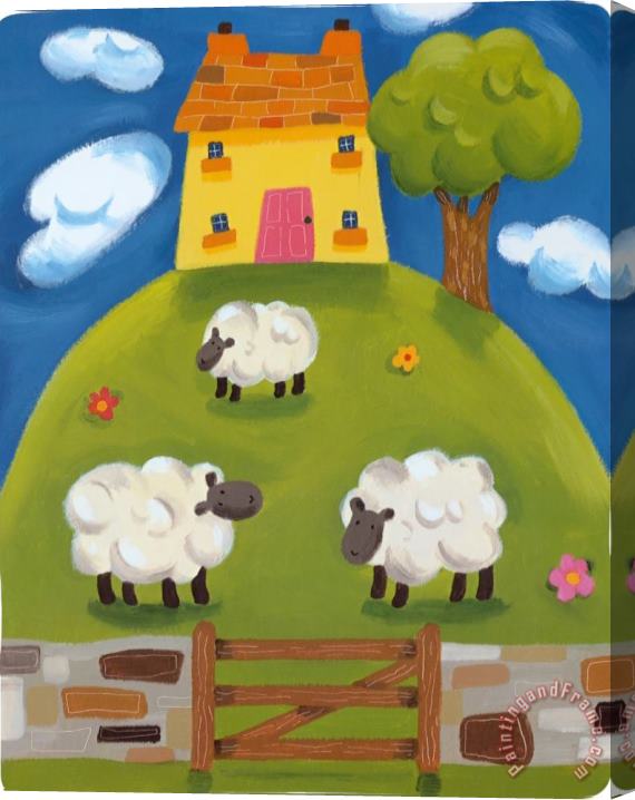 Sophie Harding Yellow Farmhouse Stretched Canvas Painting / Canvas Art