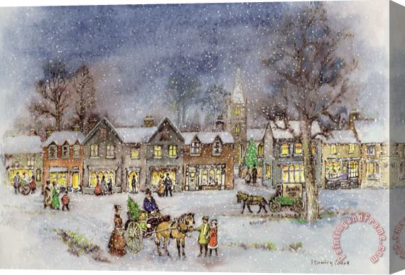 Stanley Cooke Village Street In The Snow Stretched Canvas Painting / Canvas Art