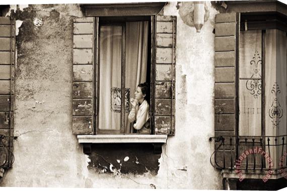 Stephen Spiller Woman Gazing Out Of A Window Contemplating Stretched Canvas Print / Canvas Art