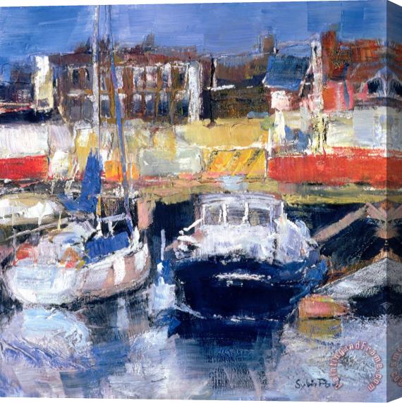 Sylvia Paul Lowestoft Harbour View Stretched Canvas Painting / Canvas Art