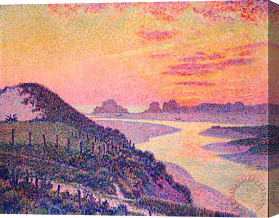 Theo van Rysselberghe Sunset at Ambleteuse Pas-de-Calais Stretched Canvas Painting / Canvas Art