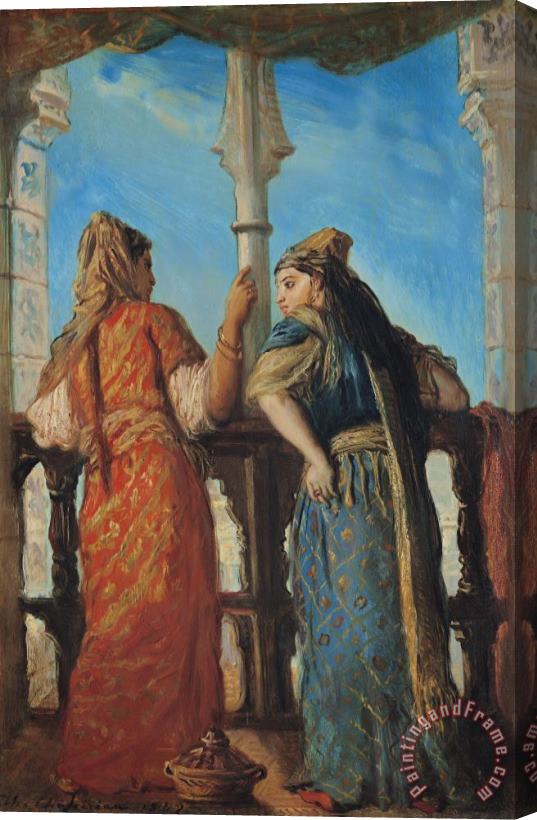 Theodore Chasseriau Jewish Women at the Balcony in Algiers Stretched Canvas Painting / Canvas Art