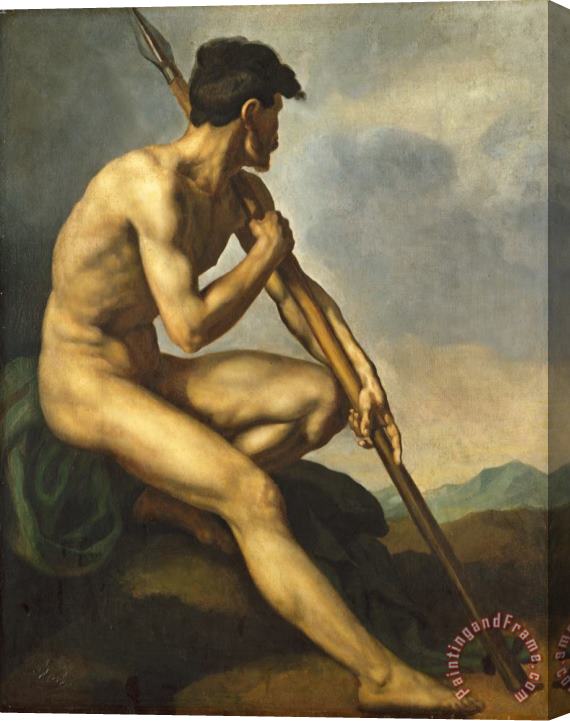 Theodore Gericault Nude Warrior With A Spear Stretched Canvas Print / Canvas Art