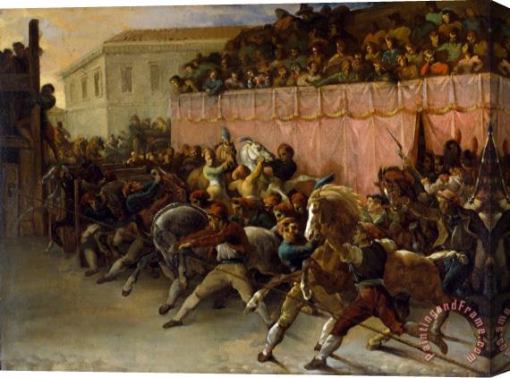 Theodore Gericault Riderless Racers at Rome Stretched Canvas Print / Canvas Art