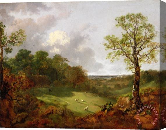 Thomas Gainsborough Wooded Landscape with a Cottage - Sheep and a Reclining Shepherd Stretched Canvas Print / Canvas Art