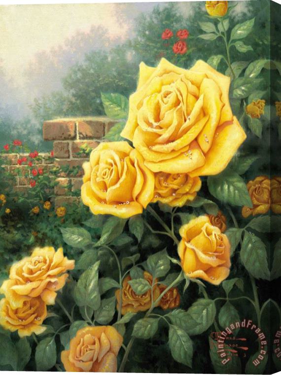 Thomas Kinkade A Perfect Yellow Rose Stretched Canvas Painting / Canvas Art