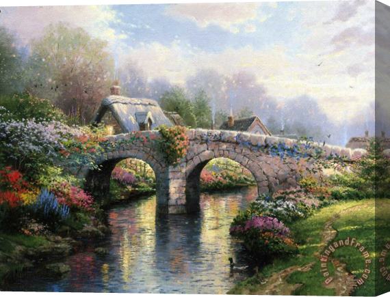 Thomas Kinkade Blossom Bridge Stretched Canvas Print / Canvas Art
