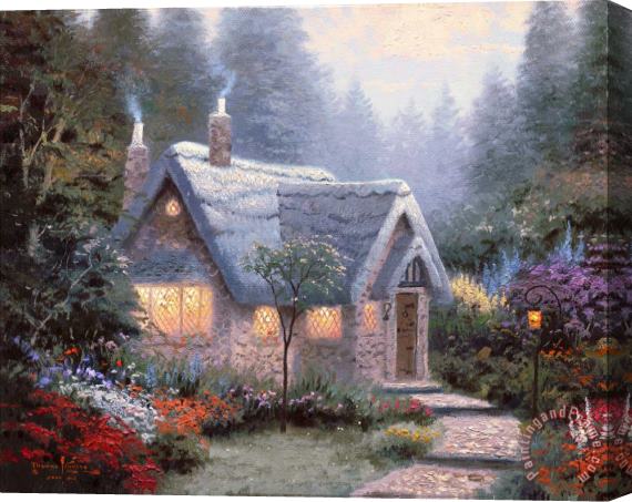 Thomas Kinkade Cedar Nook Cottage Stretched Canvas Painting / Canvas Art