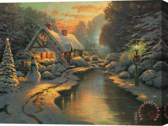 Thomas Kinkade Christmas Evening Stretched Canvas Painting / Canvas Art