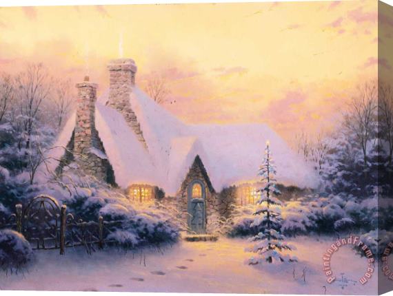 Thomas Kinkade Christmas Tree Cottage Stretched Canvas Painting / Canvas Art