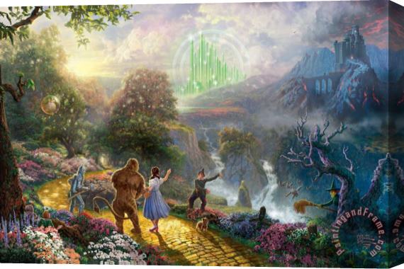 Thomas Kinkade Dorothy Discovers The Emerald City Stretched Canvas Print / Canvas Art
