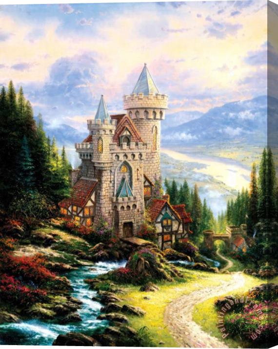 Thomas Kinkade Guardian Castle Stretched Canvas Painting / Canvas Art